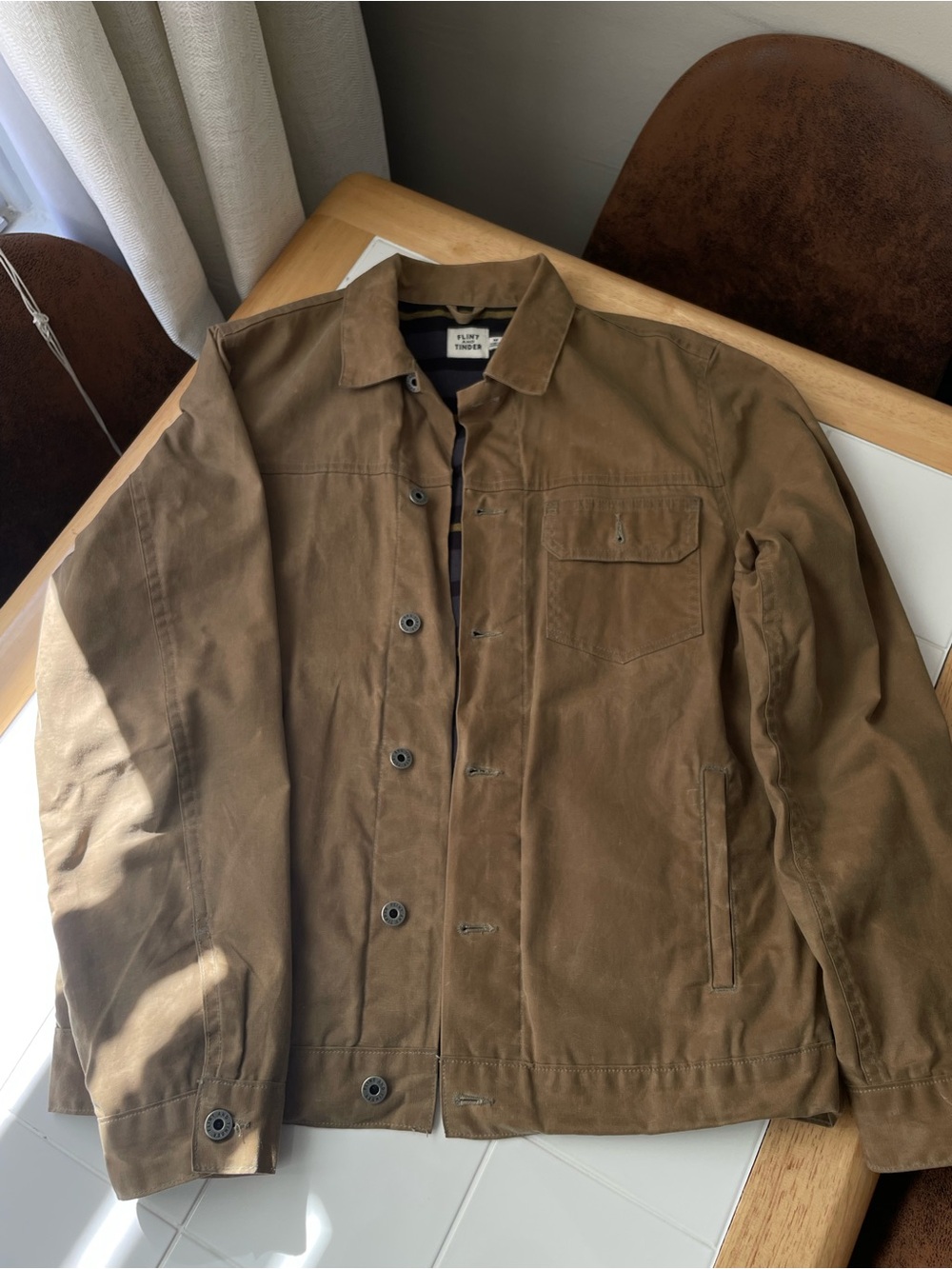 Flint and Tinder Waxed Flannel Lined Trucker Jacket